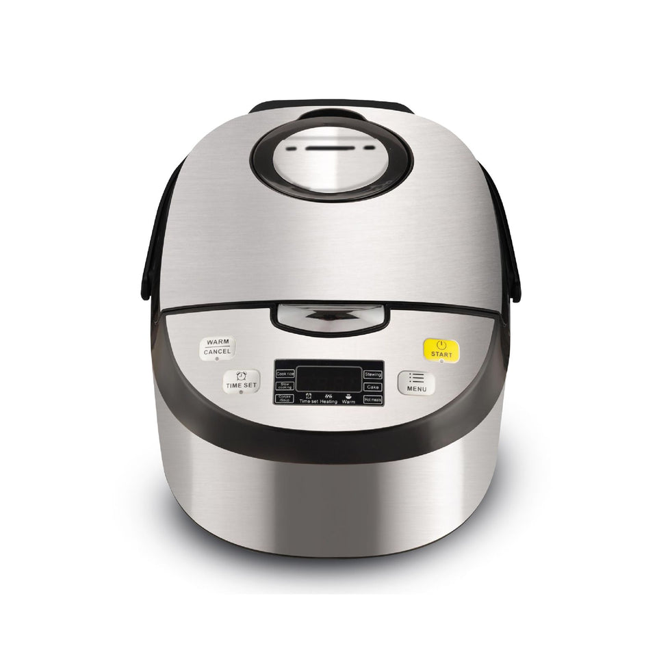 LummeHome Multifunctional Digital Rice Cooker — 7 Preset Rice Menus, Steamer, Slow Cooker & Keep-Warm, Stainless Steel, 5L