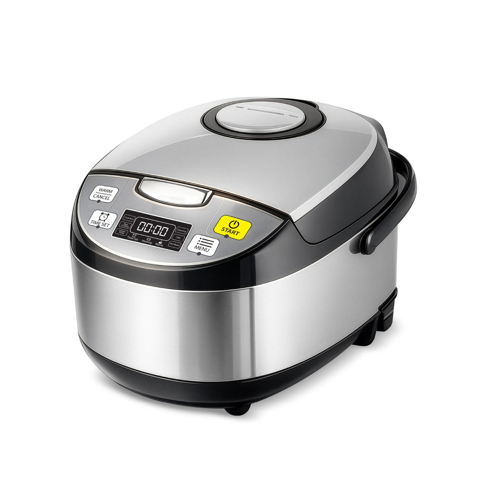 LummeHome Multifunctional Digital Rice Cooker — 7 Preset Rice Menus, Steamer, Slow Cooker & Keep-Warm, Stainless Steel, 5L