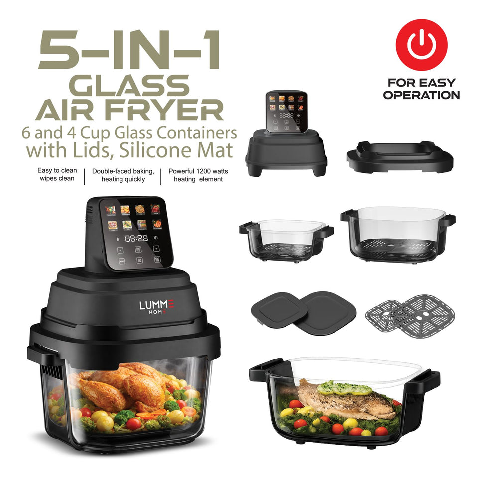 LummeHome 5-in-1 Glass Air Fryer